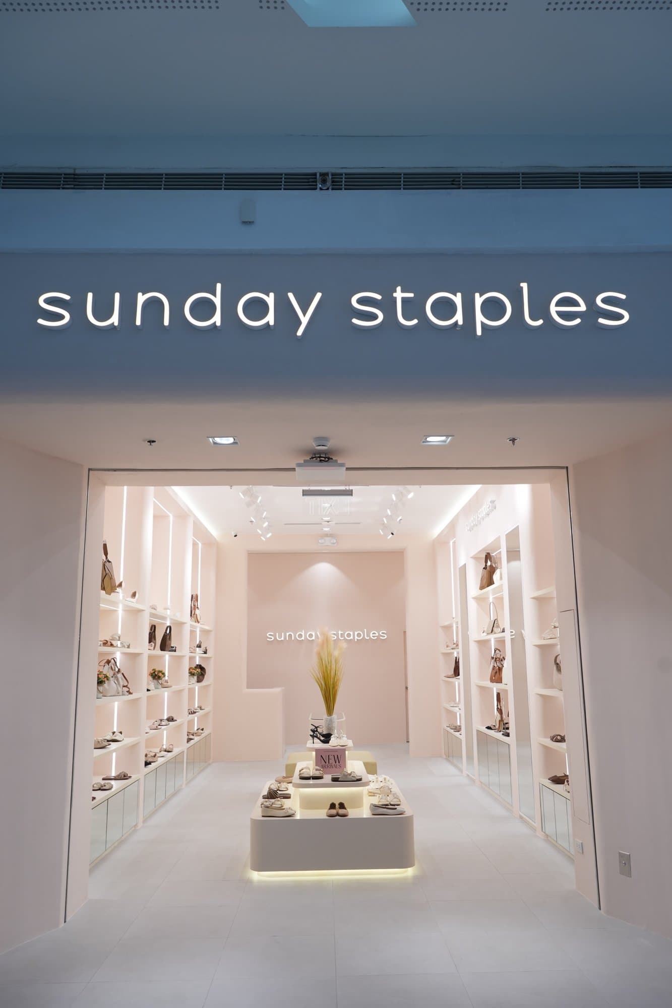 Sunday Staples mall unit entrance showing full store fit-out from the corridor